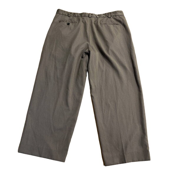 IZOD Brown & Tan Houndstooth Pleated Straight Leg Mens Dress Pants Mens 38 x 30 - Picture 6 of 15